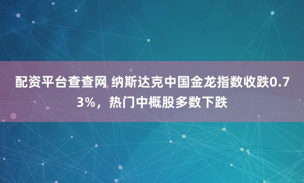 配资平台查查网 纳斯达克中国金龙指数收跌0.73%，热门中概股多数下跌
