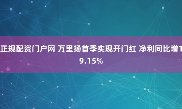 正规配资门户网 万里扬首季实现开门红 净利同比增19.15%