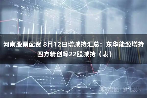 河南股票配资 8月12日增减持汇总：东华能源增持 四方精创等22股减持（表）